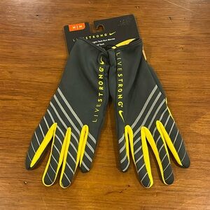 Nike Livestrong Tech Thermal Running Gloves Anthracite/Maize new Women's Medium